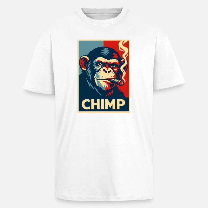 Retro-Schimpanse-Zigarren-Poster - Oversized Heavyweight Unisex T-Shirt - Weiß