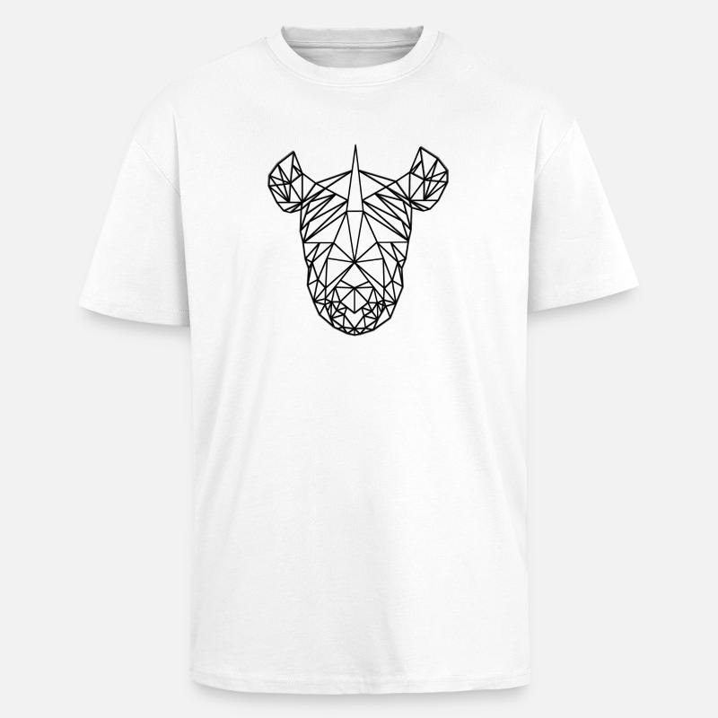 Rhino LowPoly Black & White - Oversized Heavyweight Unisex T-Shirt - Weiß
