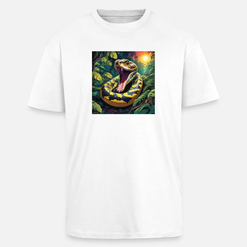 Serpent python - T-shirt unisexe oversize épais - blanc