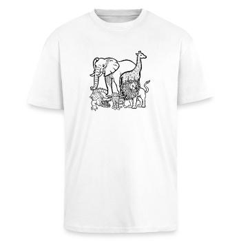 Afrika Tiere - Oversized Heavyweight Unisex T-Shirt - Weiß - Vorne - Alina (178cm) & Michal (187cm)