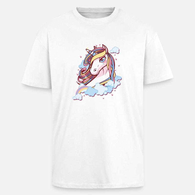 Einhorn - Oversized Heavyweight Unisex T-Shirt - Weiß