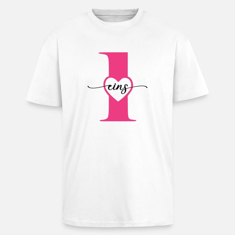 Cifra Uno 1 con Cuore - T-shirt unisex oversize pesante - bianco