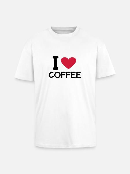 I love coffee - Unisex Oversized Heavyweight T-shirt - white