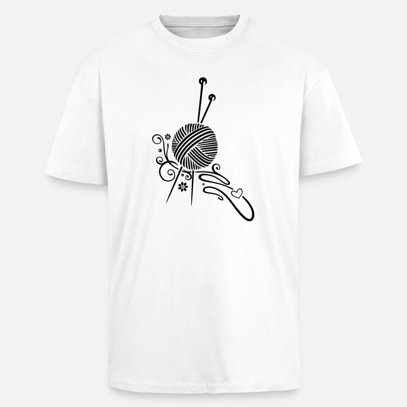 Stricken, Handarbeiten, Stricknadeln Wolle - Oversized Heavyweight Unisex T-Shirt - Weiß