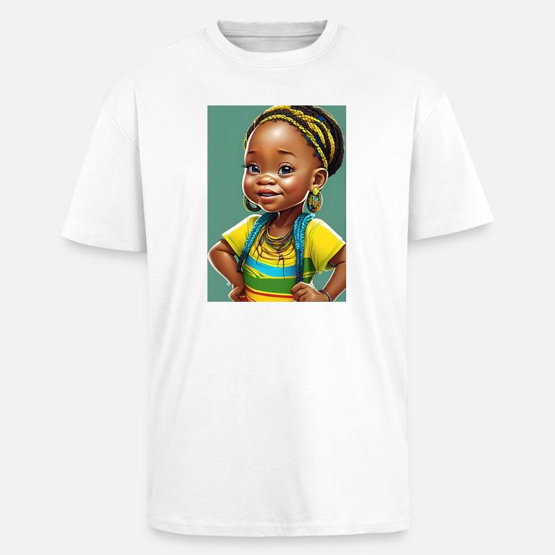 Buntes Afro-Mädchen - Oversized Heavyweight Unisex T-Shirt - Weiß