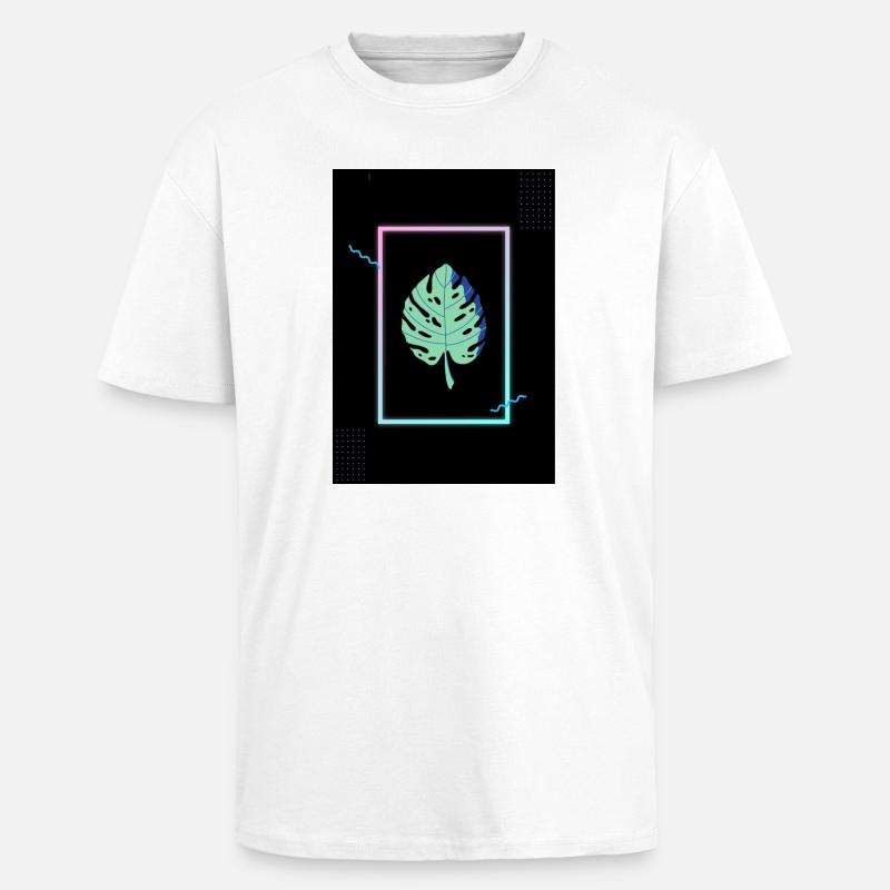 Monstera Neon Frame - Oversized Heavyweight Unisex T-Shirt - Weiß