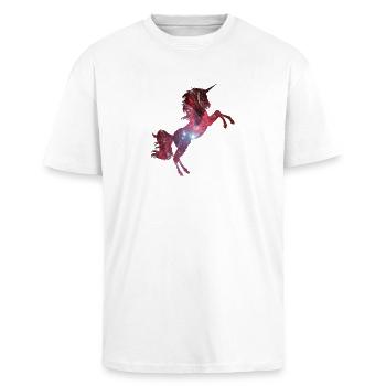 Unicorn Space Washed - Unisex Oversized Heavyweight T-shirt - white - Front - Alina (178cm) & Michal (187cm)