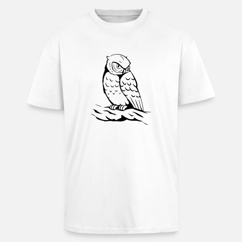 Eule - Oversized Heavyweight Unisex T-Shirt - Weiß
