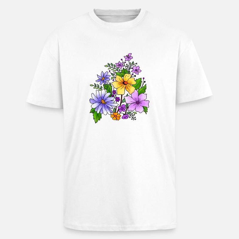 Fleur - T-shirt unisexe oversize épais - blanc