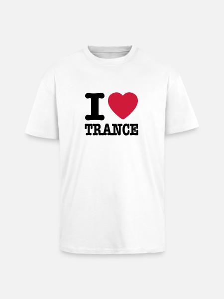 I love trance / I heart trance - Unisex oversized T-shirt van zware kwaliteit - wit
