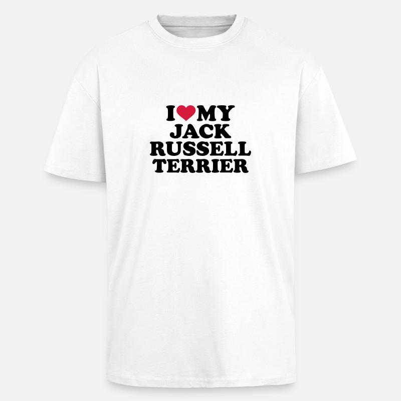 Jack Russell - Oversized Heavyweight Unisex T-Shirt - Weiß