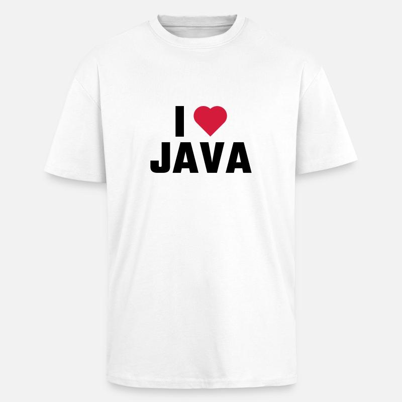 I Love JAVA - Unisex Oversized Heavyweight T-shirt - white