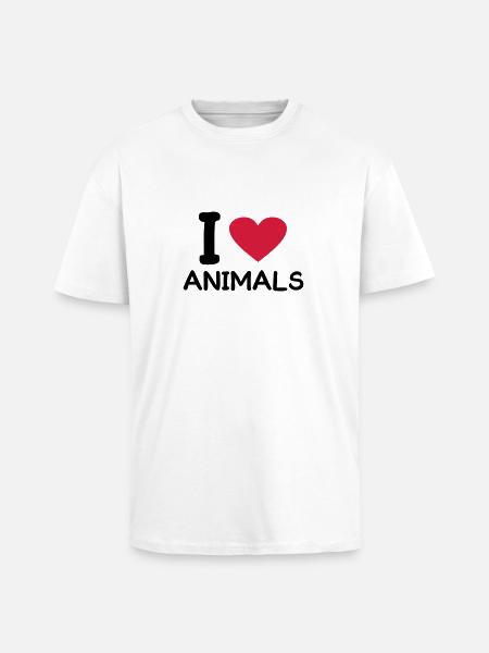 i love Animals - Oversized Heavyweight Unisex T-Shirt - Weiß