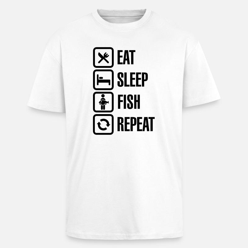 Eat - sleep - fish - repeat - Oversized Heavyweight Unisex T-Shirt - Weiß