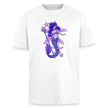 Sirène Pin-up - T-shirt unisexe oversize épais - blanc - Devant - Alina (178cm) & Michal (187cm)