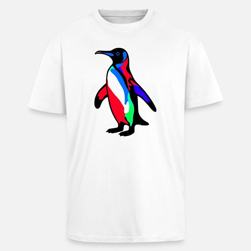 Pingouin - T-shirt unisexe oversize épais - blanc