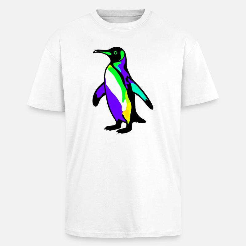 Pingouin - T-shirt unisexe oversize épais - blanc