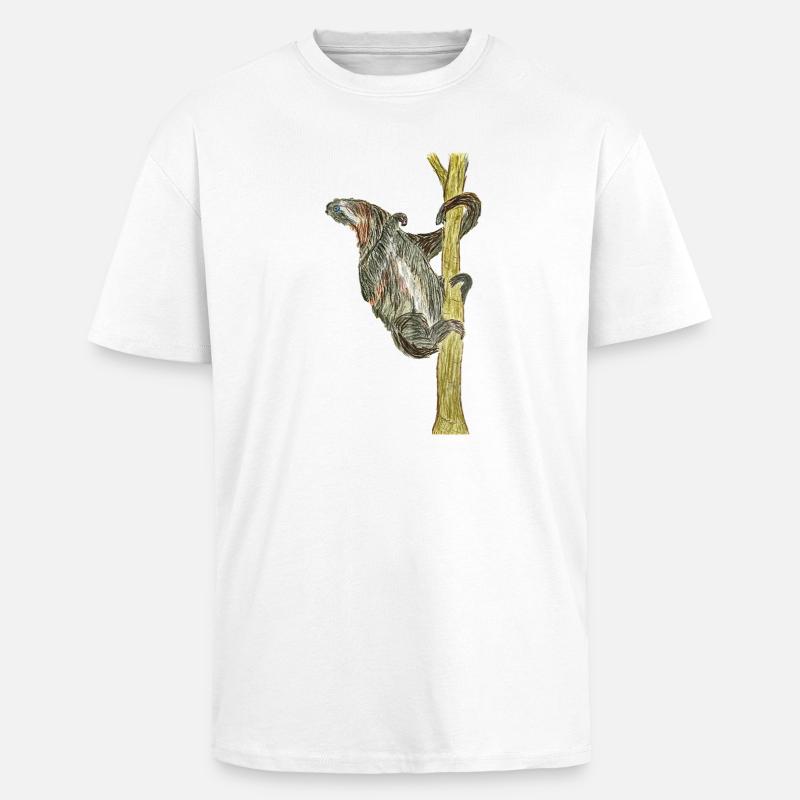 Monkey artwork on tree - Unisex Oversized Heavyweight T-shirt - white