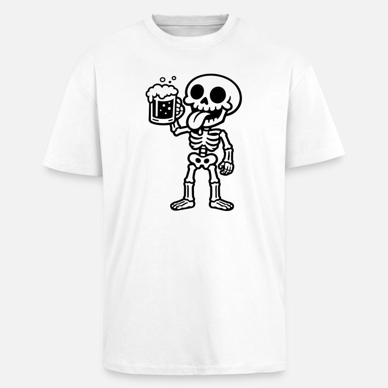 Skelett Bier Comic - Oversized Heavyweight Unisex T-Shirt - Weiß