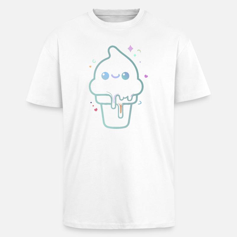 Kawaii-pastellfarbenes schimmerndes Eis - Oversized Heavyweight Unisex T-Shirt - Weiß