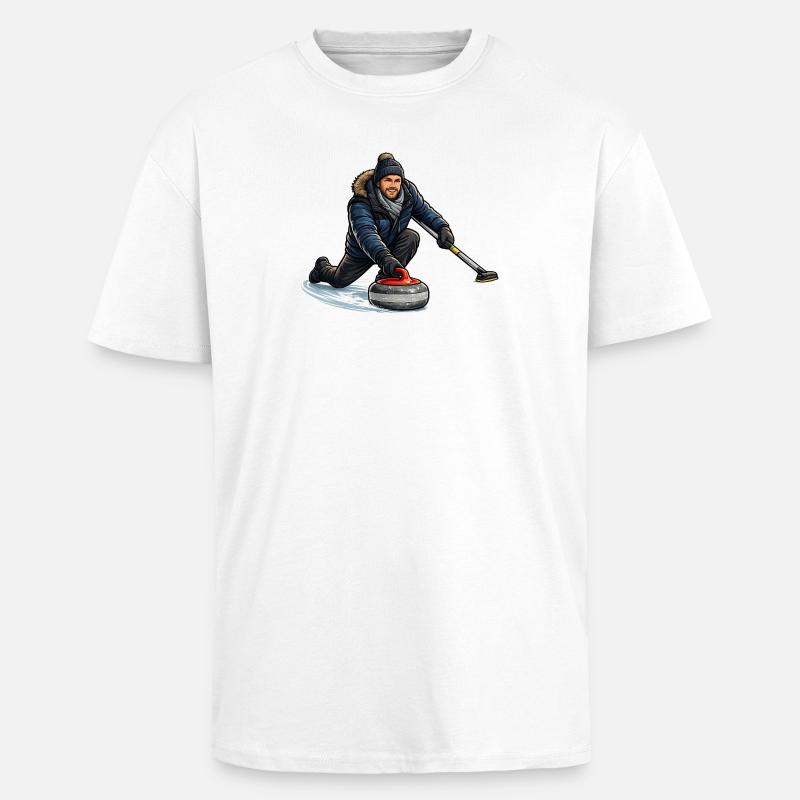 Curlingheld im Eiswind - Oversized Heavyweight Unisex T-Shirt - Weiß