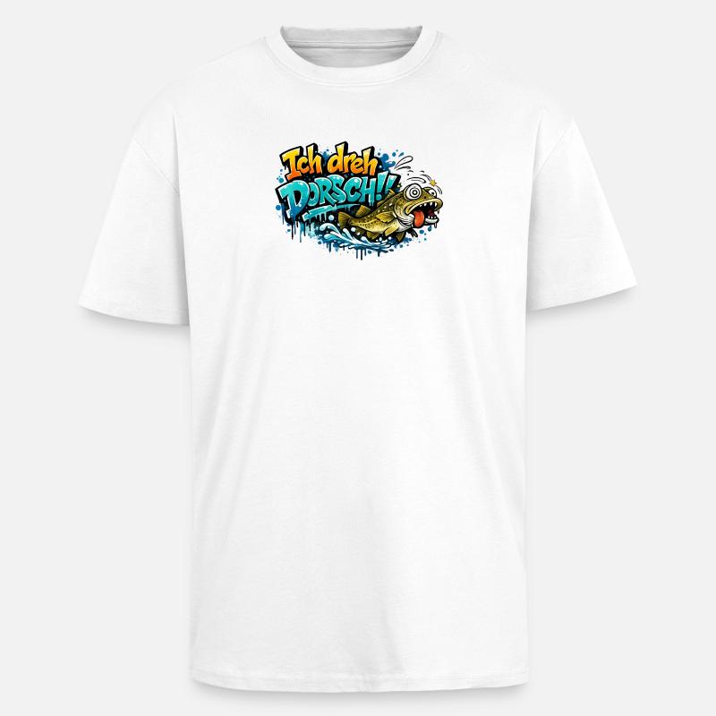 I Shoot Cod Graffiti Fish - Unisex Oversized Heavyweight T-shirt - white