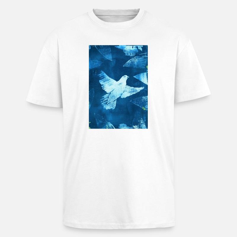Blau Taube Friedensvisual - Oversized Heavyweight Unisex T-Shirt - Weiß