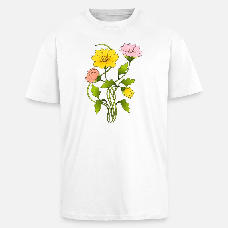 Blumen - Oversized Heavyweight Unisex T-Shirt - Weiß