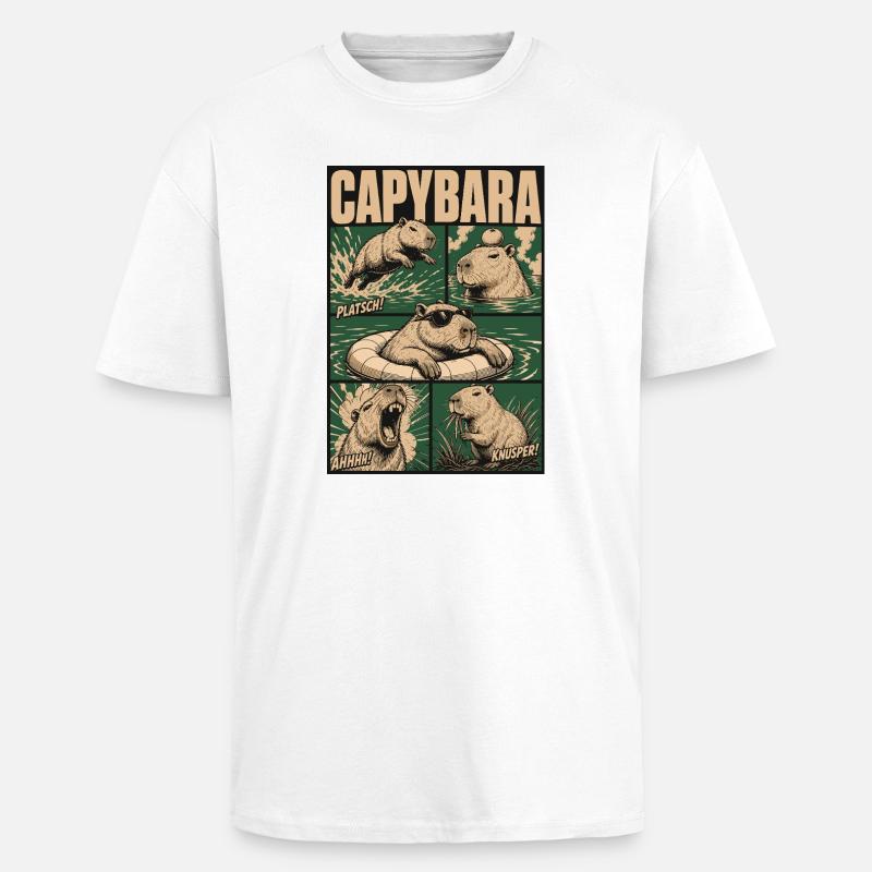 Comic Capybara Action Style - Oversized Heavyweight Unisex T-Shirt - Weiß