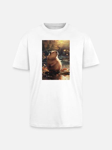 Autumn marmot in reflection - Unisex Oversized Heavyweight T-shirt - white