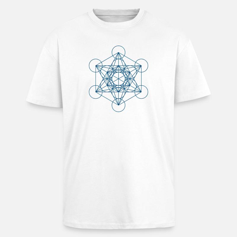 Le cube de Metatron - bleu - T-shirt unisexe oversize épais - blanc