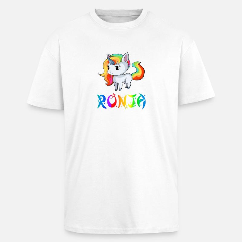 Ronja Einhorn - T-shirt unisexe oversize épais - blanc