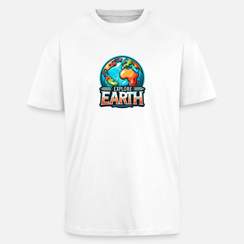 Explore Earth - Erde Illustration - Oversized Heavyweight Unisex T-Shirt - Weiß