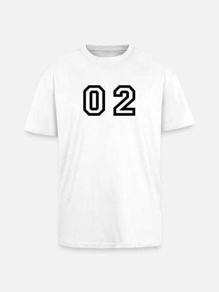 number - 02 - zero two - Unisex Oversized Heavyweight T-shirt - white