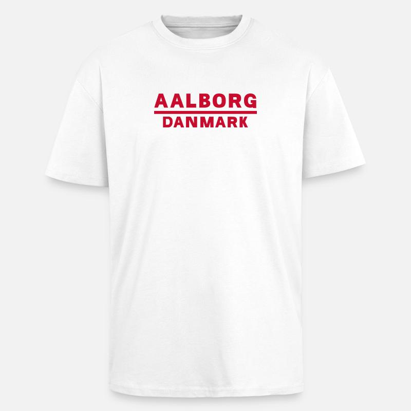 Aalborg Dänemark Rotes Textdesign - Oversized Heavyweight Unisex T-Shirt - Weiß