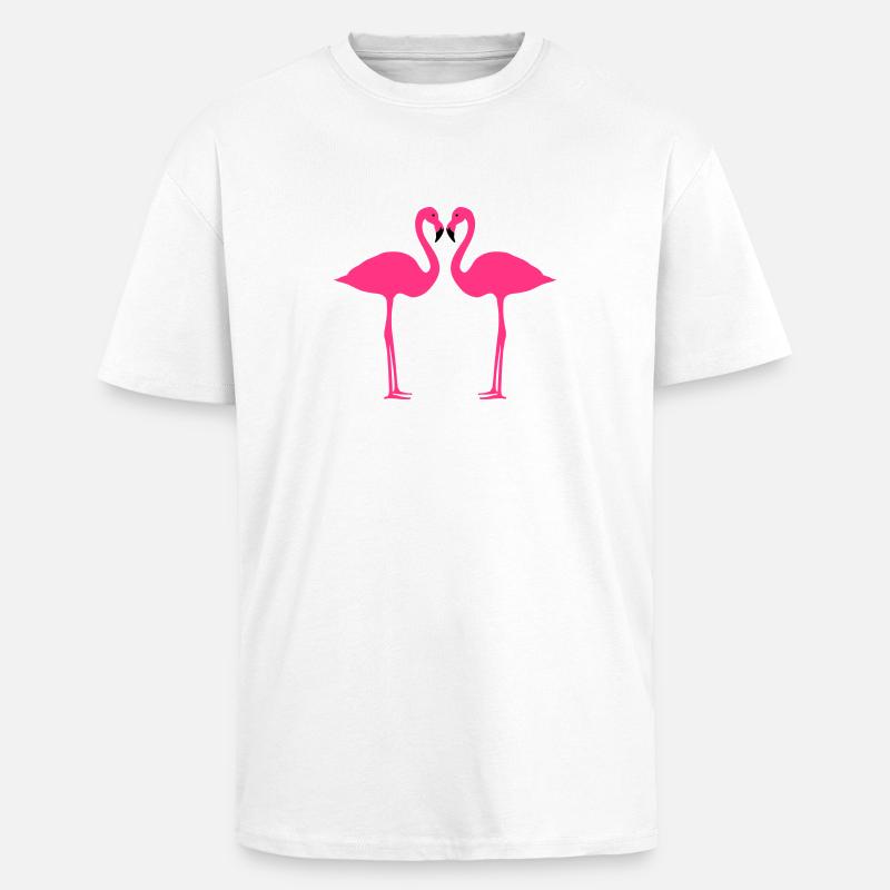 Flamingos 2farbig - Oversized Heavyweight Unisex T-Shirt - Weiß