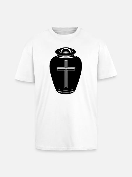 Urn with cross - Unisex Oversized Heavyweight T-shirt - white