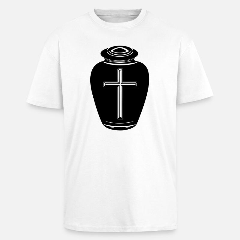 Urne avec croix - T-shirt unisexe oversize épais - blanc