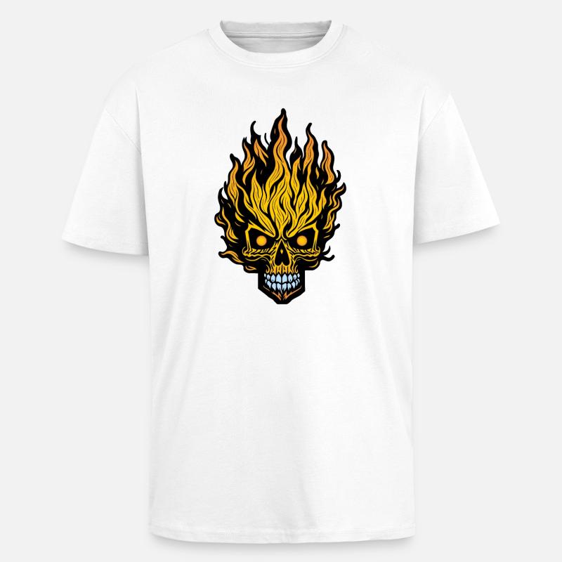 Flammender Schädel - Oversized Heavyweight Unisex T-Shirt - Weiß