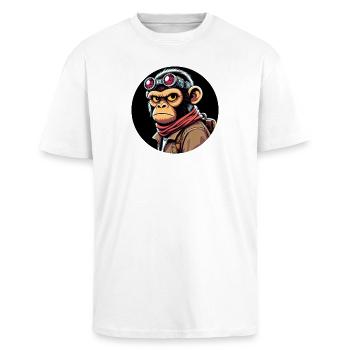 Affe mit Brille Böser Blick - Oversized Heavyweight Unisex T-Shirt - Weiß - Vorne - Alina (178cm) & Michal (187cm)