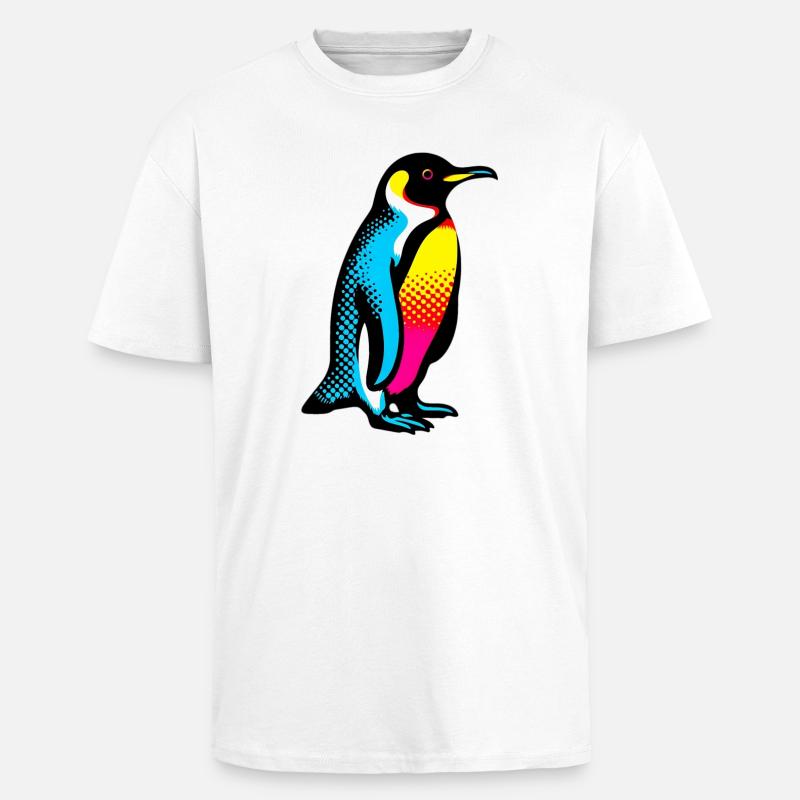 Pinguin - Oversized Heavyweight Unisex T-Shirt - Weiß