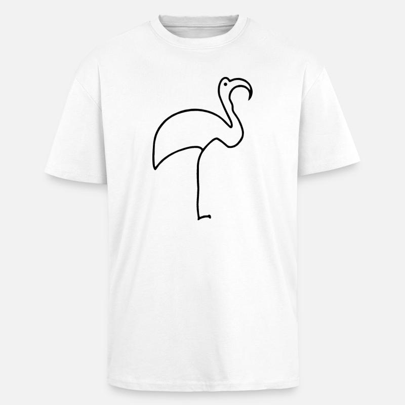 Flamingo - Oversized Heavyweight Unisex T-Shirt - Weiß