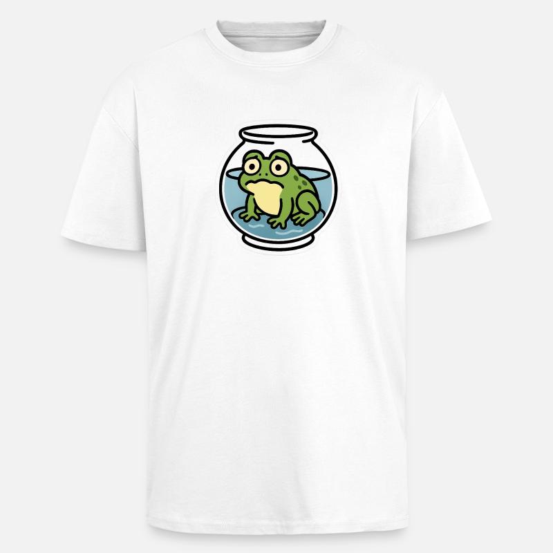 Grenouille dans un bol - T-shirt unisexe oversize épais - blanc