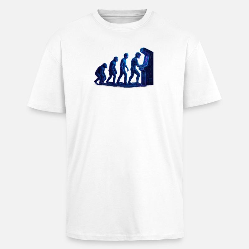 Arcade Menschliche Evolution - Oversized Heavyweight Unisex T-Shirt - Weiß