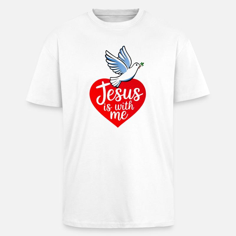 Jesus is with me taube - Oversized Heavyweight Unisex T-Shirt - Weiß