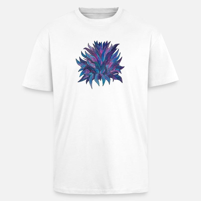 Purple Blue Leaf Pattern - Unisex Oversized Heavyweight T-shirt - white