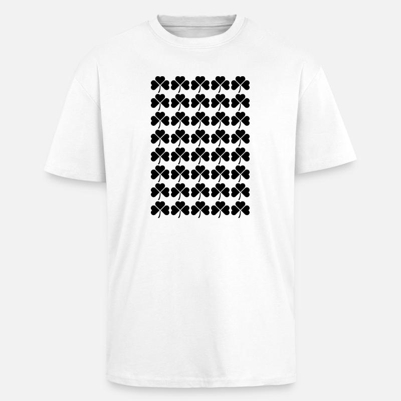 Irish Clover pattern design - Unisex Oversized Heavyweight T-shirt - white