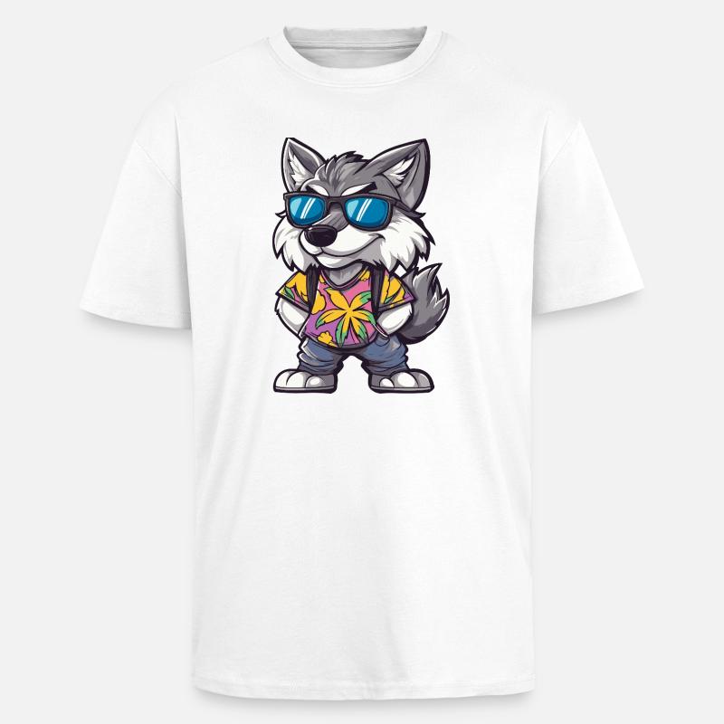 Vacances de Wolf Comic - T-shirt unisexe oversize épais - blanc