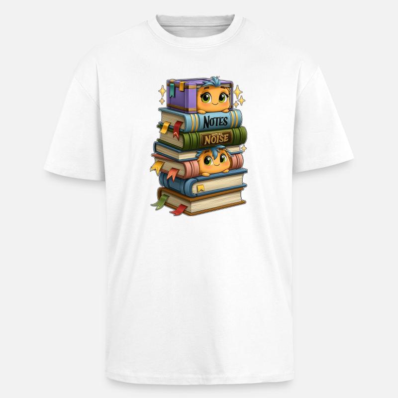 Bibliothèque avec des oiseaux - T-shirt unisexe oversize épais - blanc