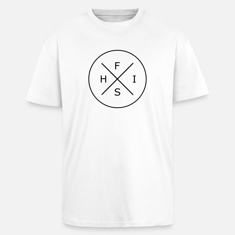 Fish Wortkreis - Oversized Heavyweight Unisex T-Shirt - Weiß